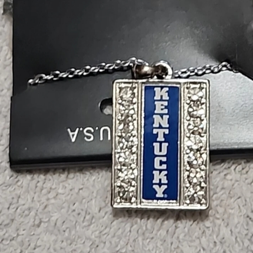 Silver Necklace with Blue Kentucky Pendant
